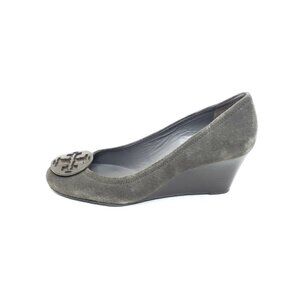 Tory Burch Sally Suede Wedge Pumps Womens Grey Brown Size 10